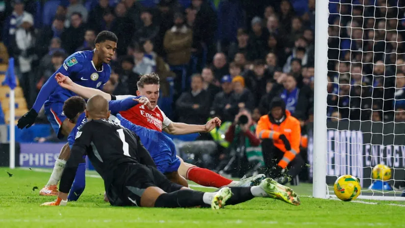 Gol Viktora Đekereša (Arsenal) na meču sa Čelsijem